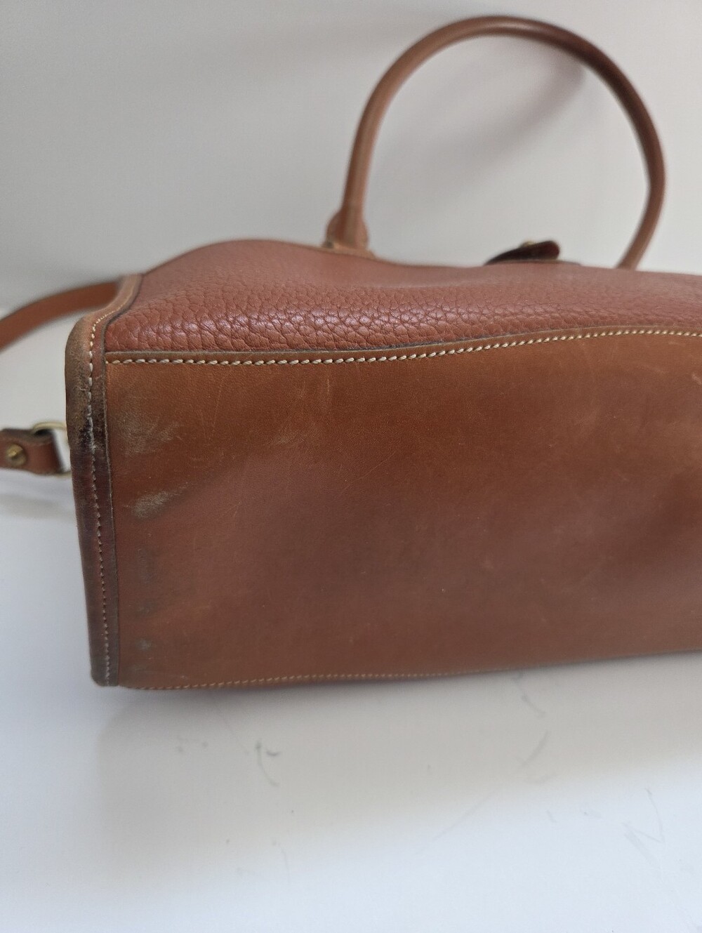 Vintage Dooney & Bourke All-Weather Leather Pebbled Leather Satchel Brown - Picture 10 of 16